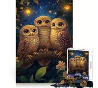 Three Owls in The Night Jigsaw Puzzles for Teenagers 1000 Brain Workout Toy Simple Fun Image Assembly Cherished Gift (38x52cm)