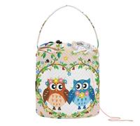 Three Owls Sketches Owl Glasses Animal Crochet Yarn Crochet Bag Portable Travel Storage for Art Utensils Craft Organiser, Multicoloured, 1 Size, Multicoloured, 1 Size, multicoloured, 1 SIZE