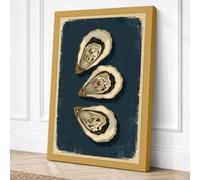 Three Oyster Shells Coastal Canvas Wall Art Print 24x16 Inch | Ready to Hang, Gallery Wrapped, Fade-Resistant Inks, Securely Packaged, UK Made