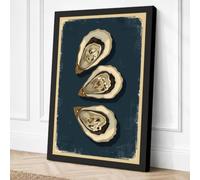 Three Oyster Shells Coastal Canvas Wall Art Print 24x16 Inch | Ready to Hang, Gallery Wrapped, Fade-Resistant Inks, Securely Packaged, UK Made
