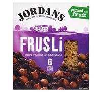 THREE PACKS of Jordans Frusli Bars Juicy Raisin & Hazelnut Bars (Multipack) (30g x 6)