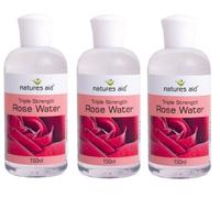 THREE PACKS of Natures Aid Rosewater (Triple Strength) 150ml