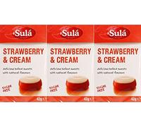 THREE PACKS of Sula Sugar Free Sweets Strawberry & Cream 42g