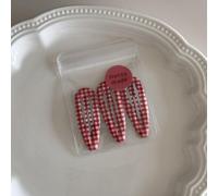 Three packs of water droplets, wavy edge plaid BB clip, basic hairpin, polka dot broken hair bangs clip, children's hair accessories. (Pack of 3 BB-Red Checkered)