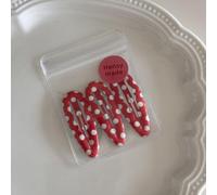 Three packs of water droplets, wavy edge plaid BB clip, basic hairpin, polka dot broken hair bangs clip, children's hair accessories. (Pack of three BB-red polka dots)