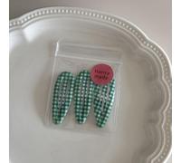 Three packs of water droplets, wavy edge plaid BB clip, basic hairpin, polka dot broken hair bangs clip, children's hair accessories. (Pack of three BB-green checkered)