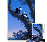 Three Pandas in Trees Jigsaw Puzzles 1000 Piece for Teenagers Improve Memory Relaxing Fun Sharp Edge Unique Gift (38x52cm)
