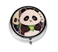 Three Pandas Mini Round Pill Box, can be Put into Wallet, Pocket, Light and Convenient, 3 Compartment Pill Box, Portable Pill Box,