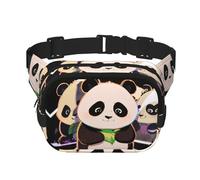 Three pandas Pattern trendy fashionable waist bag, unisex travel sports messenger bag