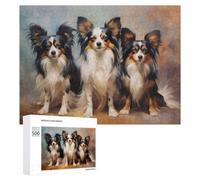 Three Papillon Dogs Colourful Jigsaw Puzzle for Adults, 500 PCS