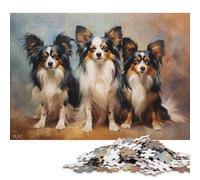 Three Papillon Dogs Puzzle for Adults And Teenagers 500 Pieces Puzzle for Adults For Family Fun & Game Night 500pcs (52x38cm)