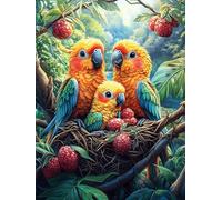 Three Parrots in A Nest 300 Pieces Set Classic Jigsaw Puzzle Science Fiction Magical Dream Couple Puzzle Partners Mind Relaxation Wall Decor Easter New Year Premium Cardboard 300 PCS