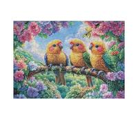 Three Parrots on Branch at Sunset Beach 300 Piece Jigsaw Puzzle for Adults Jigsaw Weekend Chill Out Activity Challenging Colourful Puzzle for Friends 300 PCS