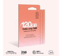 Three PAYG Mobile Broadband SIM, Pre-loaded with 120GB of Data that Lasts up to 12 Months