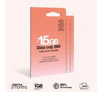 Three PAYG Mobile Broadband SIM, Pre-loaded with 15GB of Data that Lasts up to 3 Months in Red Three Red