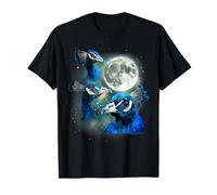 Three Peafowl Moon | 3 Magical Peahens Squawk at The Moon T-Shirt