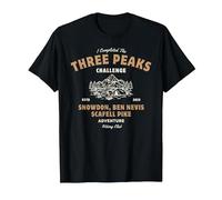 Three Peaks Challenge UK Hiking T-Shirt, Men, Black, Medium