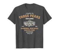 Three Peaks Challenge UK Hiking T-Shirt, Men, Dark Heather Grey, 6X-Large