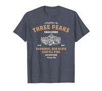Three Peaks Challenge UK Hiking T-Shirt, Men, Heather Blue, 6X-Large