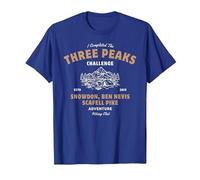 Three Peaks Challenge UK Hiking T-Shirt, Men, Royal Blue, XX-Large