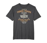 Three Peaks Challenge UK Hiking T-Shirt, Men's Big and Tall, Dark Heather Grey, 5X Tall