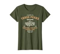 Three Peaks Challenge UK Hiking T-Shirt, Women, Olive Green, Medium