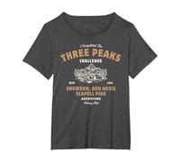Three Peaks Challenge UK Hiking T-Shirt, Women's Plus, Dark Heather Grey, 2X