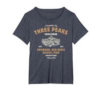 Three Peaks Challenge UK Hiking T-Shirt, Women's Plus, Heather Blue, 1X