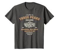 Three Peaks Challenge UK Hiking T-Shirt, Youth, Asphalt Grey, 2T