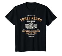 Three Peaks Challenge UK Hiking T-Shirt, Youth, Black, Medium
