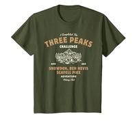Three Peaks Challenge UK Hiking T-Shirt, Youth, Olive Green, 2T