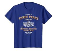 Three Peaks Challenge UK Hiking T-Shirt, Youth, Royal Blue, Small