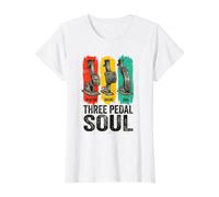 Three Pedal Soul Manual Transmission Stick Shift Value Graphic T-Shirt, Women, White, M