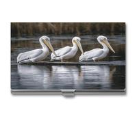 Three Pelicans Business Card Holder Aluminum Alloy Business Card Holder Ultra-Thin ID Cards Case for Office Workers Customer Visit Cooperation Negotiation