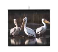 Three Pelicans Dish Drying Mat for Kitchen Counter 18x16 Inch Microfiber Dish Drying Pad Absorbent Dishes Drainer Mats for Kitchen Countertops Sinks Draining Racks