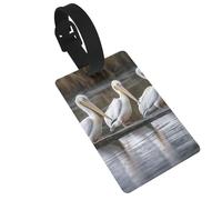 Three Pelicans Luggage Tag PVC Travel Bag Tag with Strap ID Card Label for Suitcase Backpack Carry On Baggage Identifier