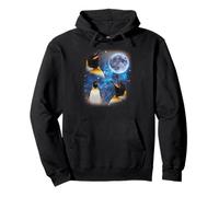Three Penguins Howling At The Moon Weird Meme Penguin Pullover Hoodie