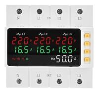 Three Phase 3PN Adjustable Voltage Current Protector AC100-240