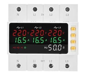 Three Phase 3PN Adjustable Voltage Current Protector AC100-240