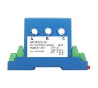 Three-Phase AC Current Transmitter with 0.5% Accuracy, 3x DC4-20mA Output, 2.5kV Isolation for Power Monitoring and Energy Management in Industrial Systems, Blue, 7x14x4cm(0-10A)