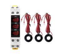 Three-Phase Din Rail Ammeter Digital Current Meter Gauge Indicator 1-100A