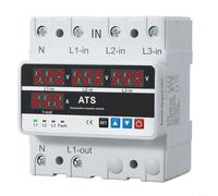 Three-Phase Four-Wire Over/Under Voltage Protector with LCD Display, 63A/100A Adjustable Circuit Breaker for DIN Rail Mounting, Automatic Reset for ats Function for 220V Systems(63A)