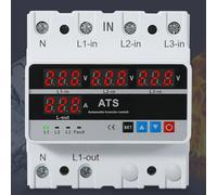 Three-Phase Four-Wire Over/Under Voltage Protector with LCD Display, 63A/100A Adjustable Circuit Breaker for DIN Rail Mounting, Automatic Reset for ats Function for 220V Systems(100A)