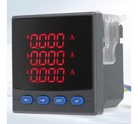 Three-Phase Intelligent Digital Ammeter 72x72mm, 0.5S Class True RMS, RS485 MODBUS-RTU, LED Display, ABS Fire-Retardant, AC 89-265V for Industrial Panel