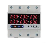 Three-Phase Over-Voltage and Under-Voltage Protector with Current, Dual Digital Display, SYN/ASY Mode, Adjustable Reset, Automatic Shutdown for Circuit Protection(63A)