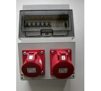Three phase RCD protected distribution board with two 16A 5 pin sockets Three phase kook up.