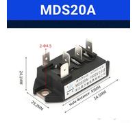 Three-Phase Rectifier Bridge Stack, 20A-1200A Current Rating, 1600V Peak Reverse Voltage, Copper Base Plate with Enhanced Heat Dissipation,(MDS20A)