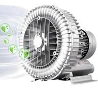 Three Phase Turbine Blower 0.25-4 kW Regenerative Blower 380V 0.35 H P-5.36 H P 42-420CFM Large Airflow Type Ring Blower for Industrial Air Blowing, Vacuum Systems,Aeration Replace 2200W/28Kpa/230CFM