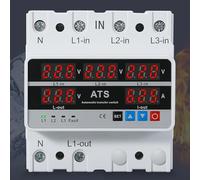 Three-Phase Voltage Protector, Automatic Transfer Switch for 4-Wire Systems, Over/Under Voltage Protection with LCD Display, Adjustable Current Limits for Industrial Electrical Safety(100A)