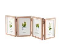 Three Photo Frame - Rustic Vertical Collage Frame - Family Picture Collage Hinged Folding, 4x6 Three Opening Photo for Wedding, Birthday, Holiday